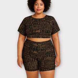 Yitty Lizzo Fabletics Mesh Me Smoothing High Waist Short and crop top set